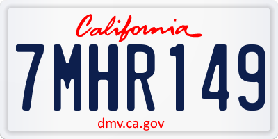 CA license plate 7MHR149