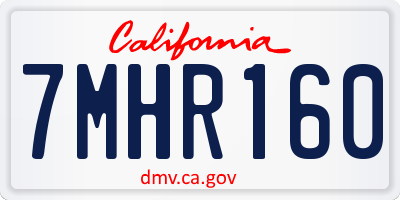 CA license plate 7MHR160