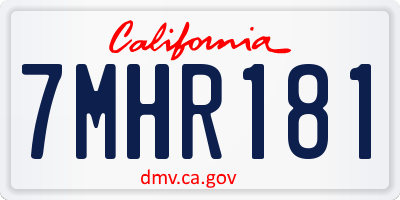 CA license plate 7MHR181