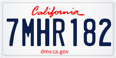 CA license plate 7MHR182