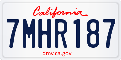 CA license plate 7MHR187