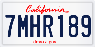 CA license plate 7MHR189