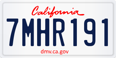 CA license plate 7MHR191