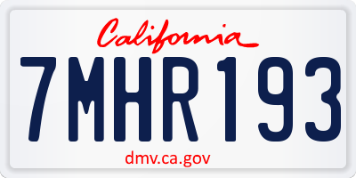 CA license plate 7MHR193