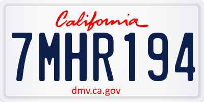 CA license plate 7MHR194