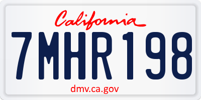 CA license plate 7MHR198