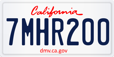 CA license plate 7MHR200