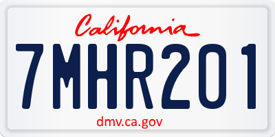 CA license plate 7MHR201