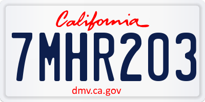 CA license plate 7MHR203