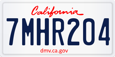 CA license plate 7MHR204