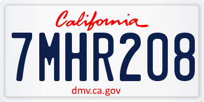 CA license plate 7MHR208