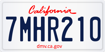 CA license plate 7MHR210