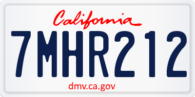 CA license plate 7MHR212