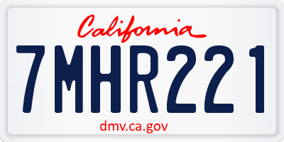 CA license plate 7MHR221