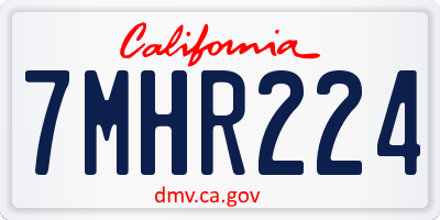 CA license plate 7MHR224