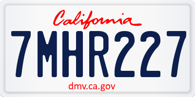 CA license plate 7MHR227