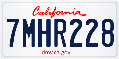 CA license plate 7MHR228