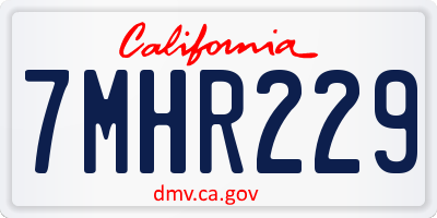CA license plate 7MHR229