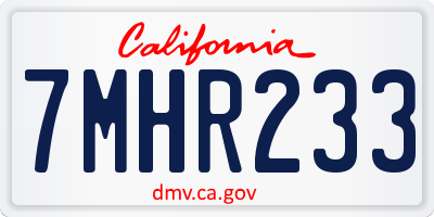 CA license plate 7MHR233