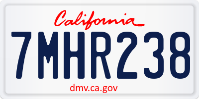 CA license plate 7MHR238