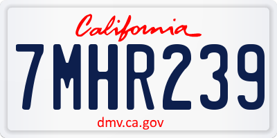 CA license plate 7MHR239