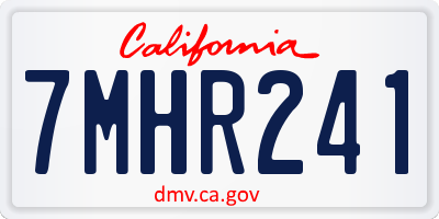 CA license plate 7MHR241