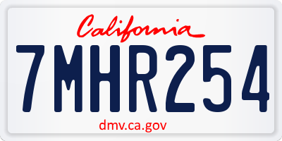 CA license plate 7MHR254