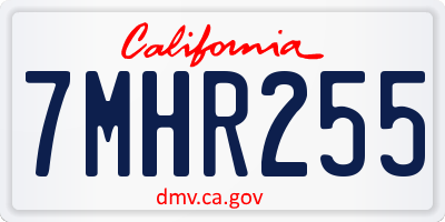 CA license plate 7MHR255