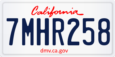 CA license plate 7MHR258