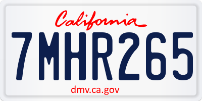 CA license plate 7MHR265