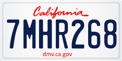 CA license plate 7MHR268