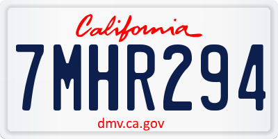 CA license plate 7MHR294
