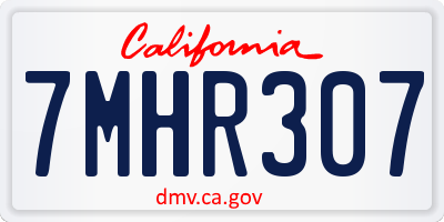 CA license plate 7MHR307