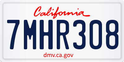 CA license plate 7MHR308