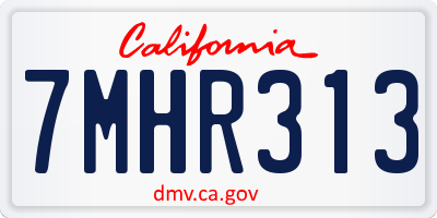 CA license plate 7MHR313