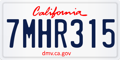 CA license plate 7MHR315