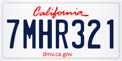 CA license plate 7MHR321