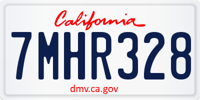 CA license plate 7MHR328