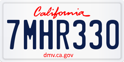 CA license plate 7MHR330