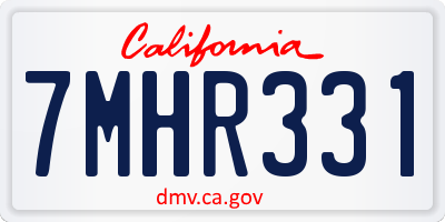 CA license plate 7MHR331