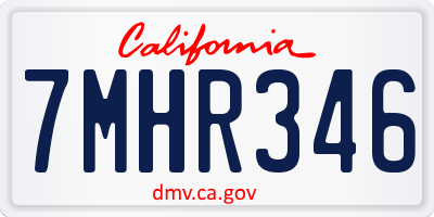 CA license plate 7MHR346