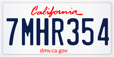 CA license plate 7MHR354