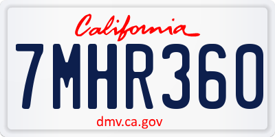 CA license plate 7MHR360