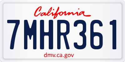 CA license plate 7MHR361
