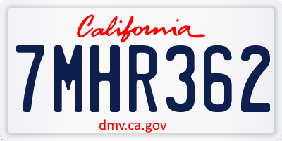 CA license plate 7MHR362