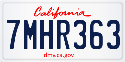 CA license plate 7MHR363