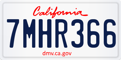 CA license plate 7MHR366