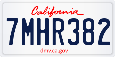 CA license plate 7MHR382
