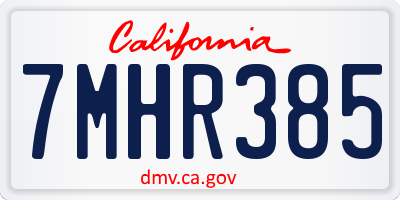 CA license plate 7MHR385