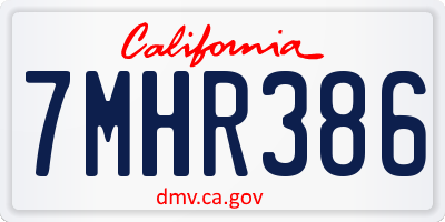 CA license plate 7MHR386